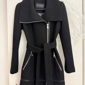 GUESS Women's Black Zippered Trench Coat